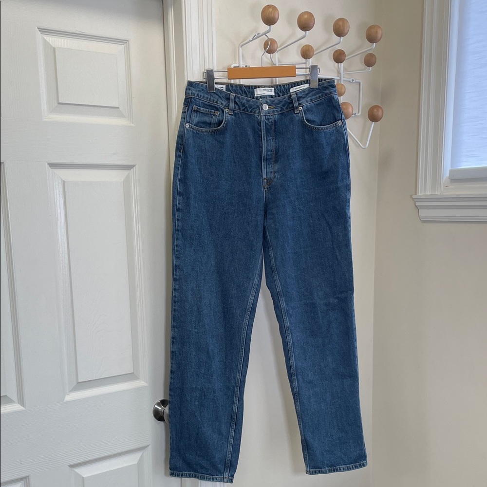 Selected Femme - Straight Fit High Waist Denim Jeans - Blue - 32x32